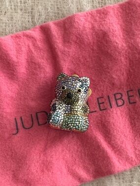 Jenni Gold Teddy Bear Trinket Box on Pink Pouch